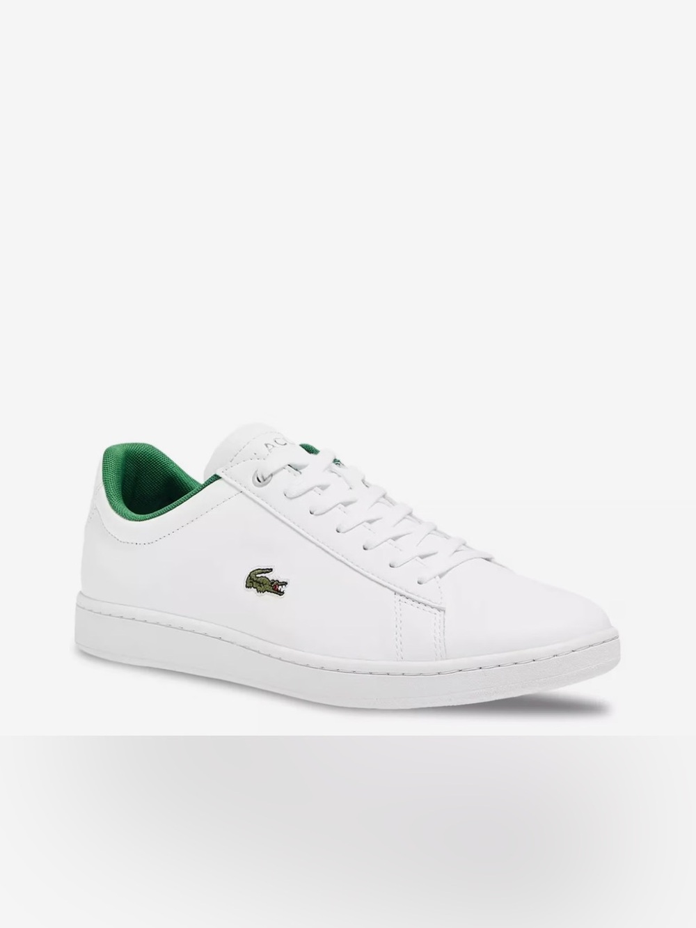 Lacoste White Leather Sneakers with Green Inner Lining